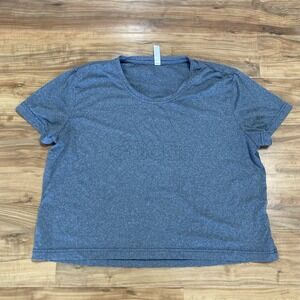 Adidas T Shirt Womens XL‎ Crop Top Big Logo Gray Gym Workout Relaxed Fit